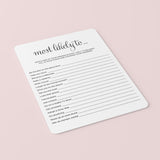 Funny Adult Party Game Printable Most Likely To...