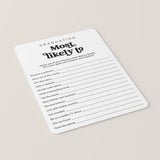 Most Likely To Questions for Graduation Party Printable PDF