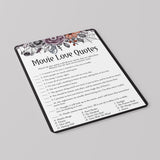 Moody Floral Bridal Shower Game Movie Love Quotes with Answers Printable