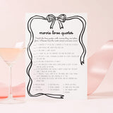 Romantic Movie Quotes Game Printable Coquette Black Bow