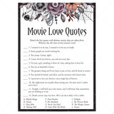 Moody Floral Bridal Shower Game Movie Love Quotes with Answers Printable by LittleSizzle