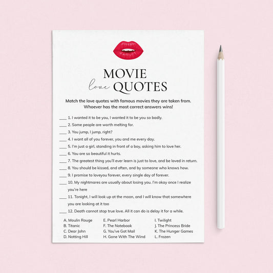 Girls Night Movie Game with Answer Key Printable by LittleSizzle
