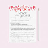 Movie Love Quotes Game Printable Watercolor Hearts by LittleSizzle
