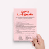 Movie Love Quotes Game for Bridal Shower Printable Pink and Red