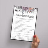 Moody Floral Bridal Shower Game Movie Love Quotes with Answers Printable