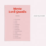 Movie Love Quotes Game for Bridal Shower Printable Pink and Red