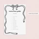 Romantic Movie Quotes Game Printable Coquette Black Bow