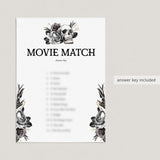 Bride or Die Theme Party Game Romantic Movie Match with Answers