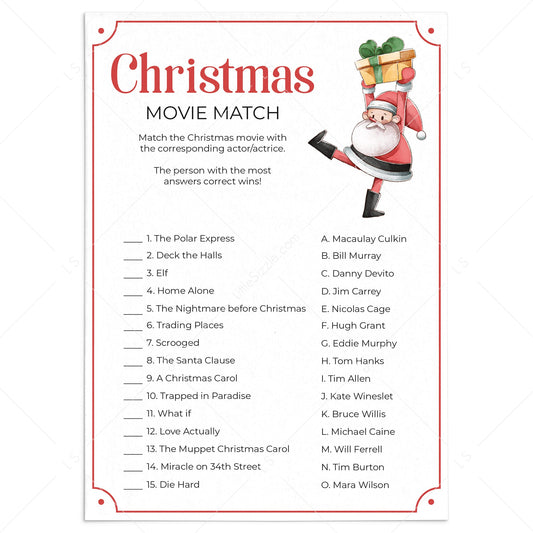 Christmas Movie Matching Game Printable by LittleSizzle