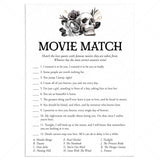 Bride or Die Theme Party Game Romantic Movie Match with Answers by LittleSizzle