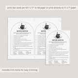 Goth Bride Shower Game Movie Match with Answer Key Printable