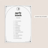 Celestial Bridal Shower Game Romantic Movie Match with Answers