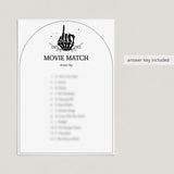 Goth Bride Shower Game Movie Match with Answer Key Printable