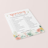 Spring Music Match with Answer Key Printable