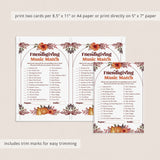 Fun Friendsgiving Game for Adults Printable Music Match with Answers
