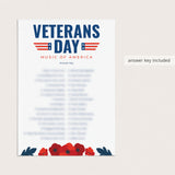 Music of America Match Up Game for Veterans Day Printable