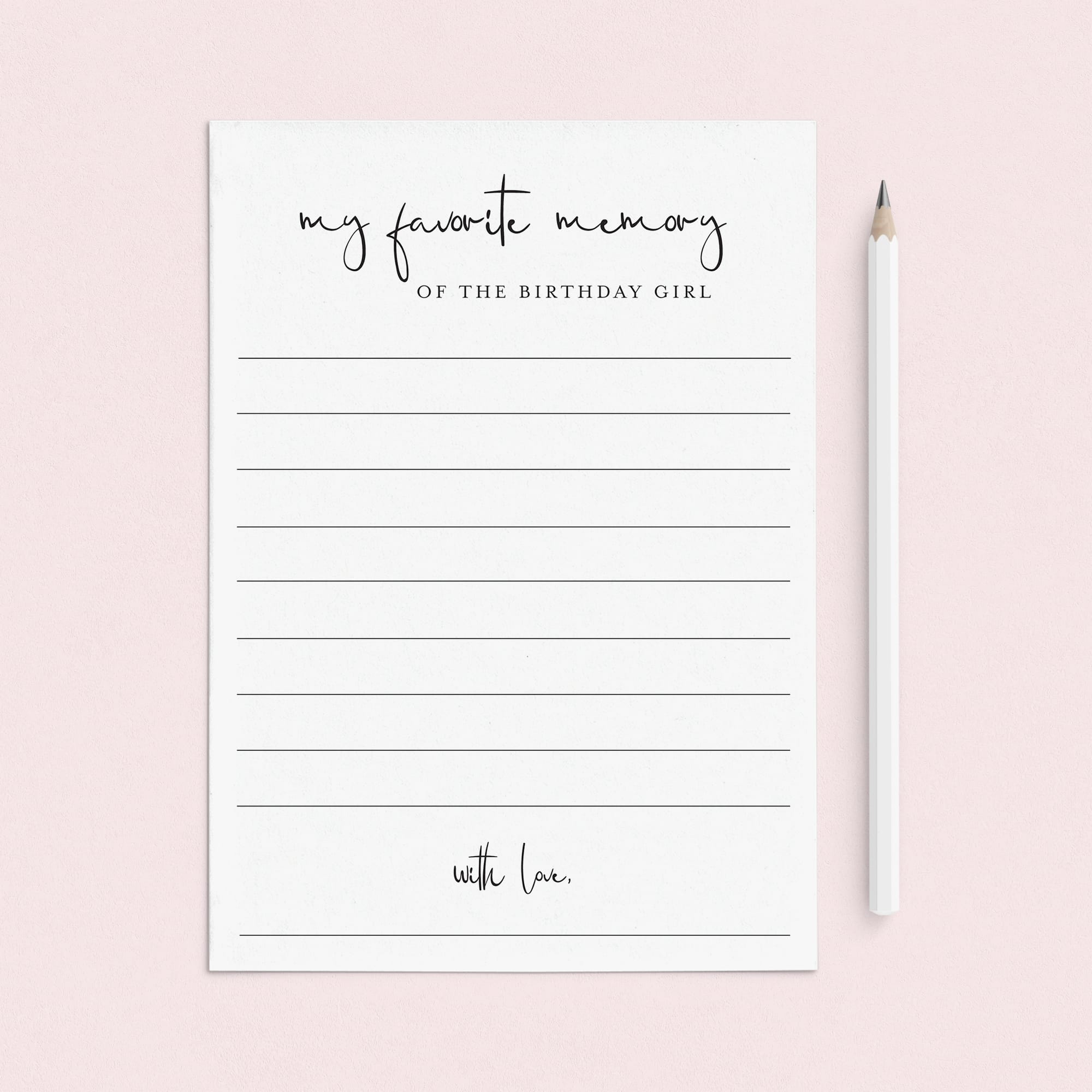 My Favorite Memory of the Birthday Girl Cards Printable by LittleSizzle