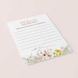 Wildflower Birthday Party Favorite Memory Cards Printable