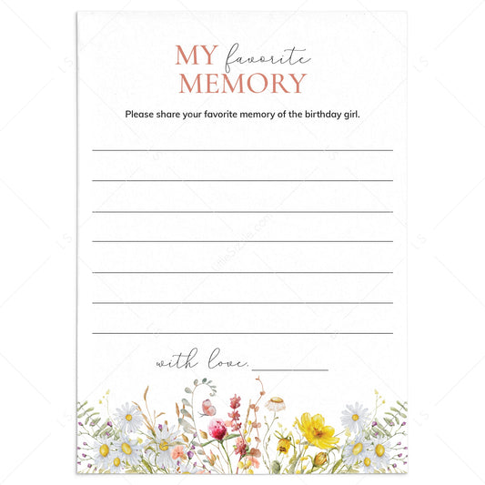 Wildflower Birthday Party Favorite Memory Cards Printable by LittleSizzle