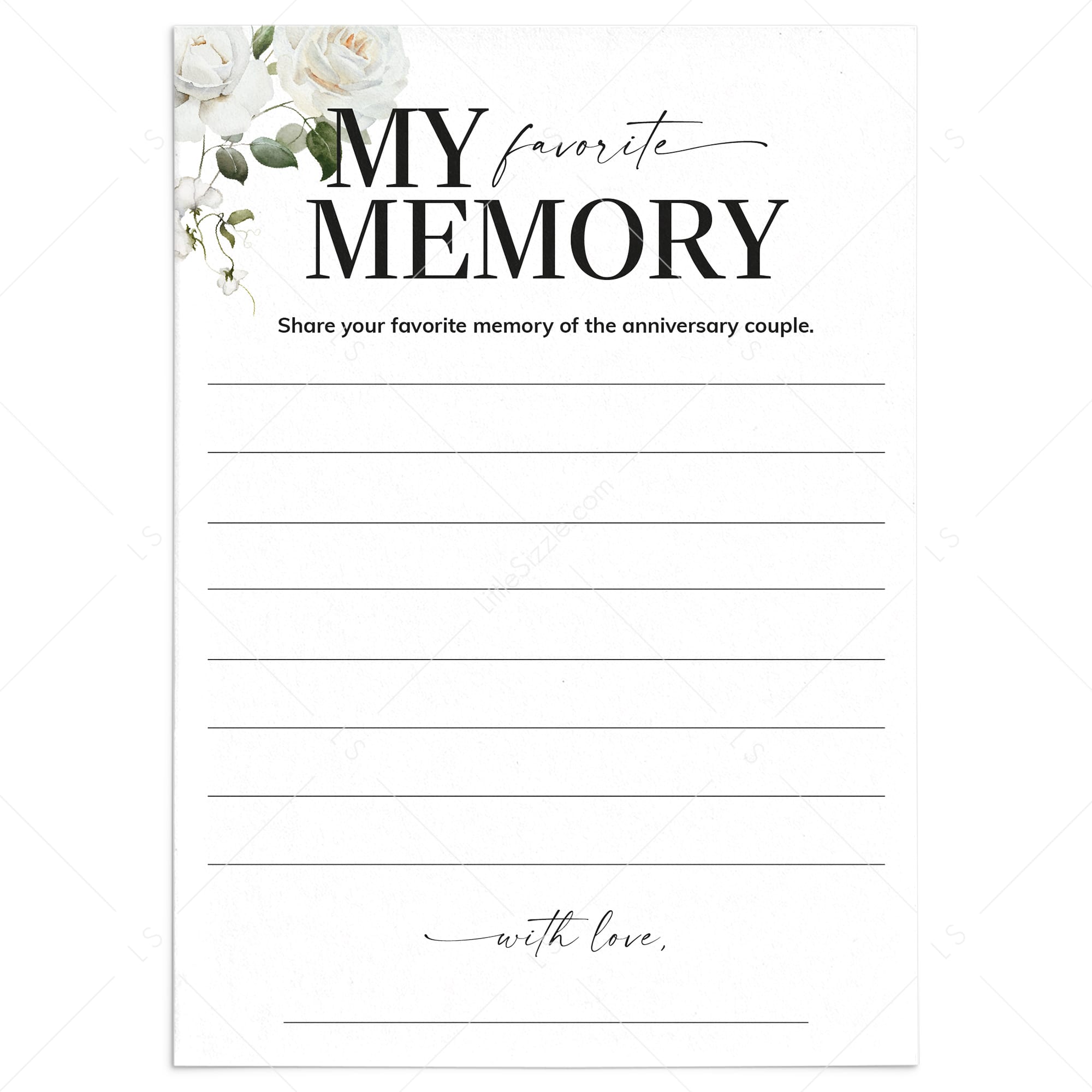 My Favorite Memory Wedding Anniversary Party Printable by LittleSizzle