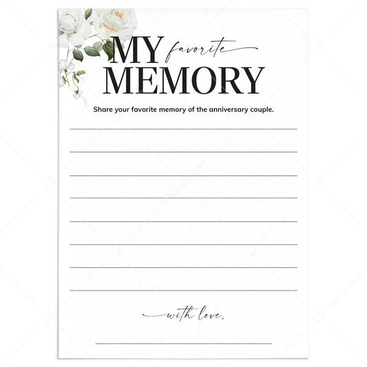 My Favorite Memory Wedding Anniversary Party Printable by LittleSizzle