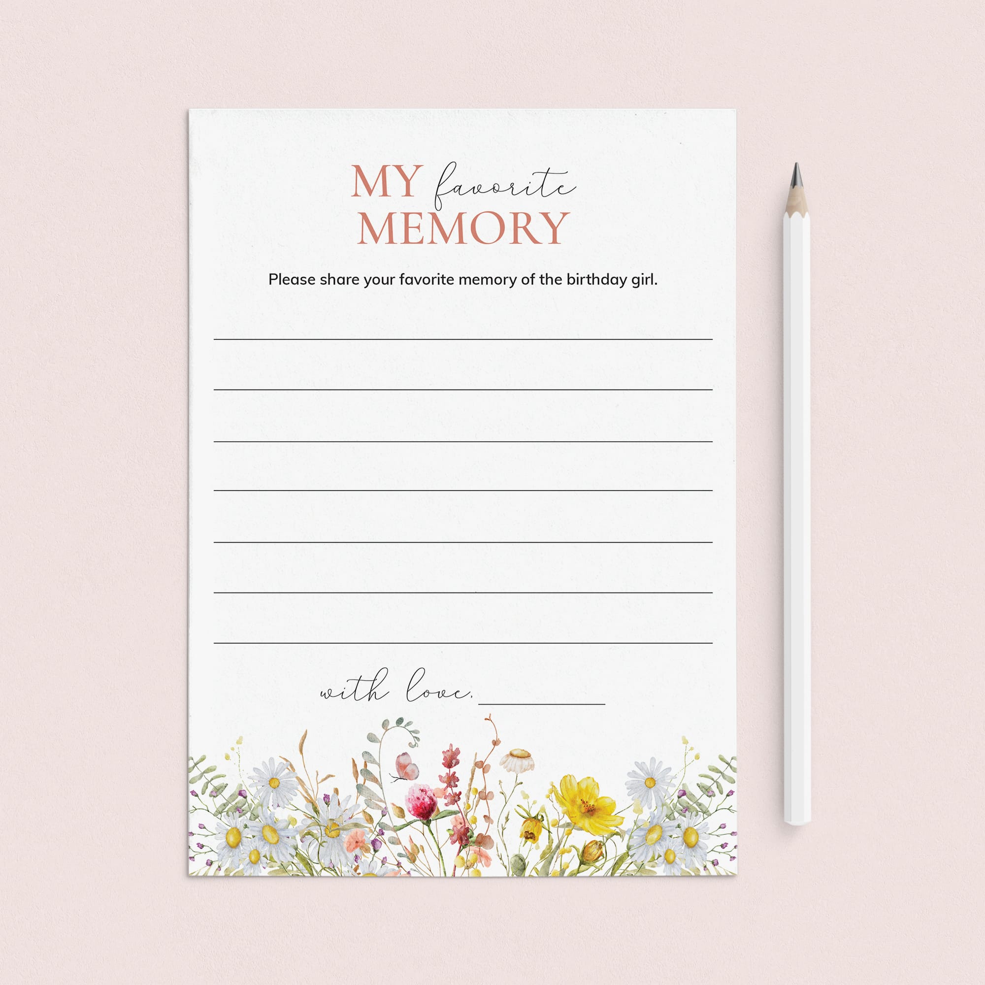 Wildflower Birthday Party Favorite Memory Cards Printable by LittleSizzle