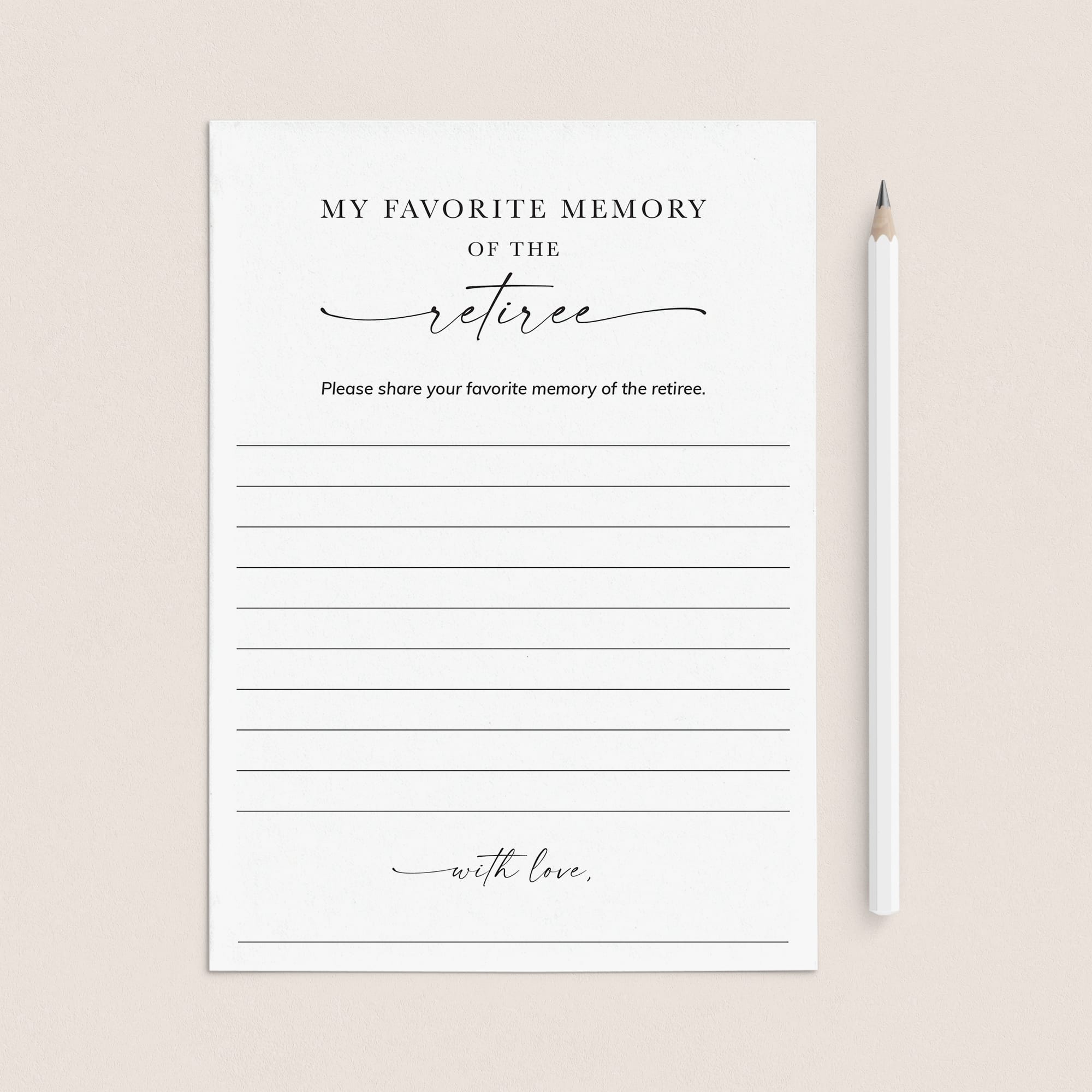 Printable My Favorite Memory Of The Retiree Cards for Retirement Party by LittleSizzle