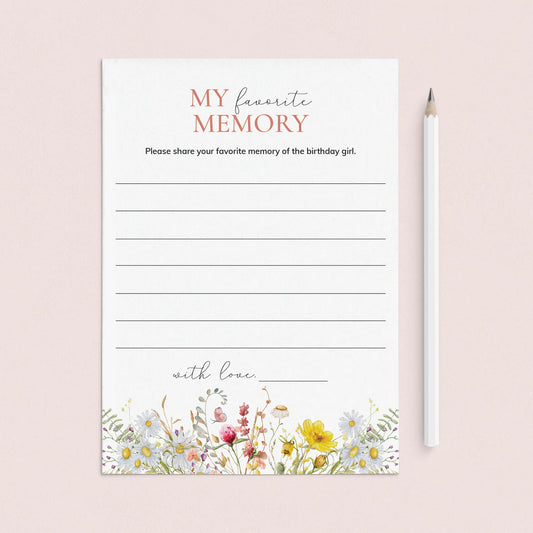 Wildflower Birthday Party Favorite Memory Cards Printable by LittleSizzle