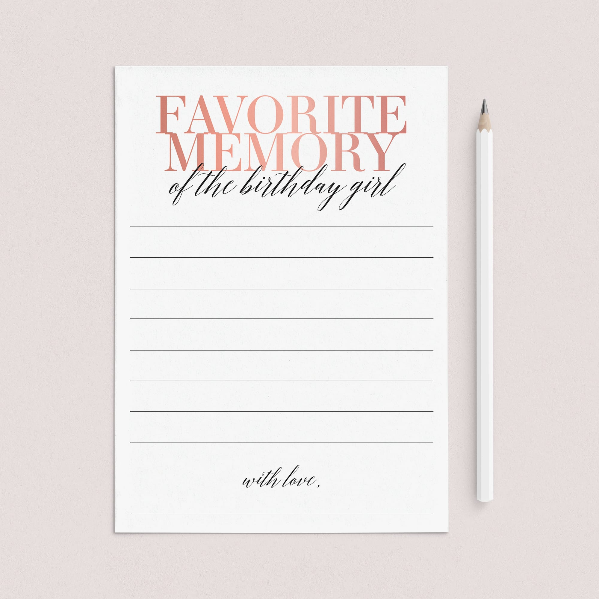 Favorite Memory With The Birthday Girl Cards Printable by LittleSizzle