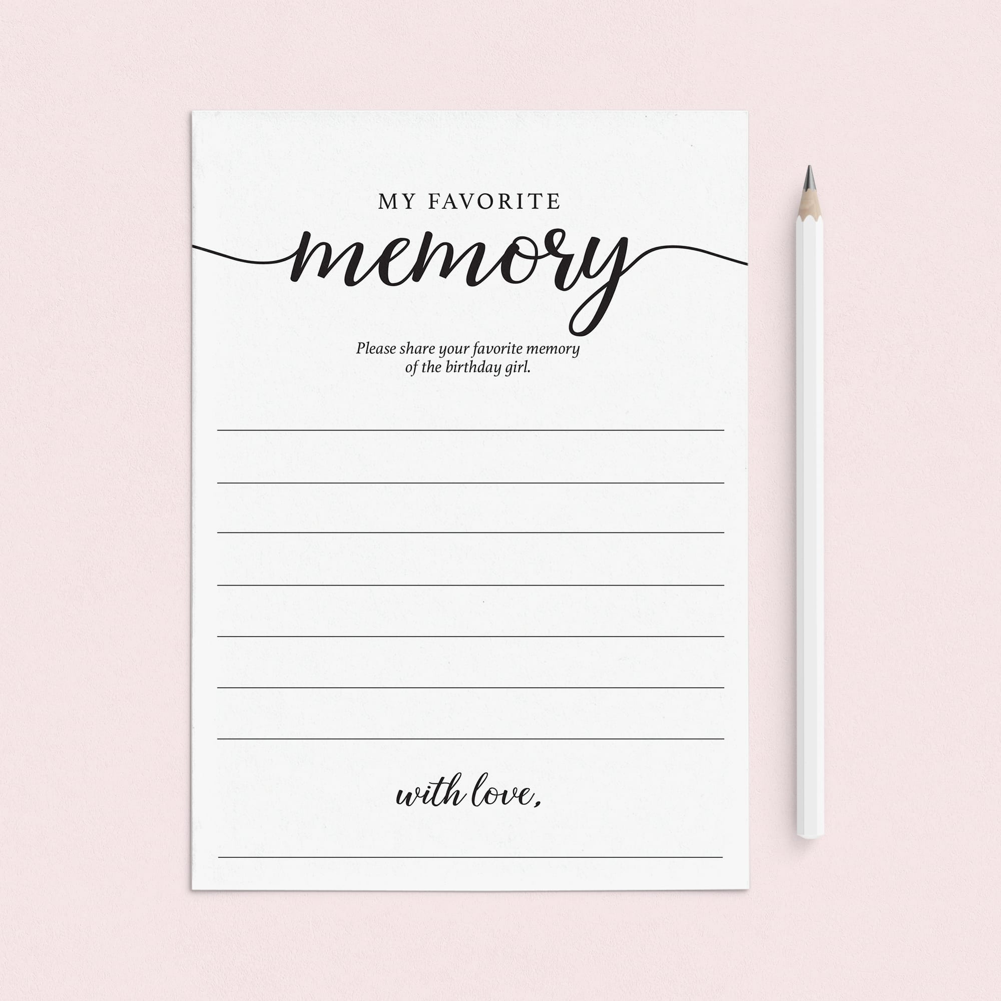 Favourite Memory Of The Birthday Girl Cards Printable by LittleSizzle