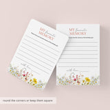 Wildflower Birthday Party Favorite Memory Cards Printable