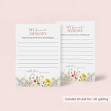 Wildflower Birthday Party Favorite Memory Cards Printable