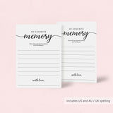 Favourite Memory Of The Birthday Girl Cards Printable