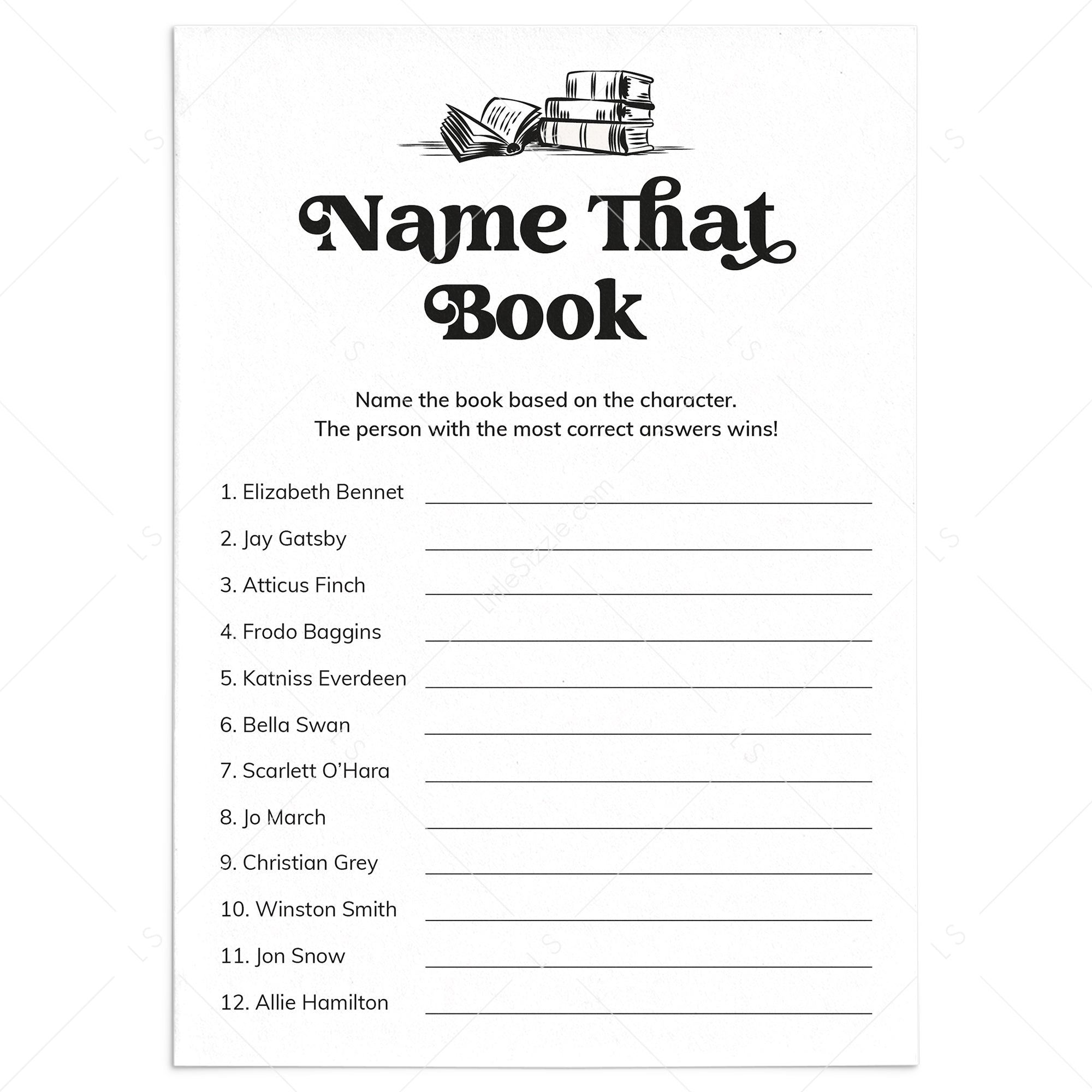 Fun Book Club Icebreaker Game Name That Book Printable by LittleSizzle
