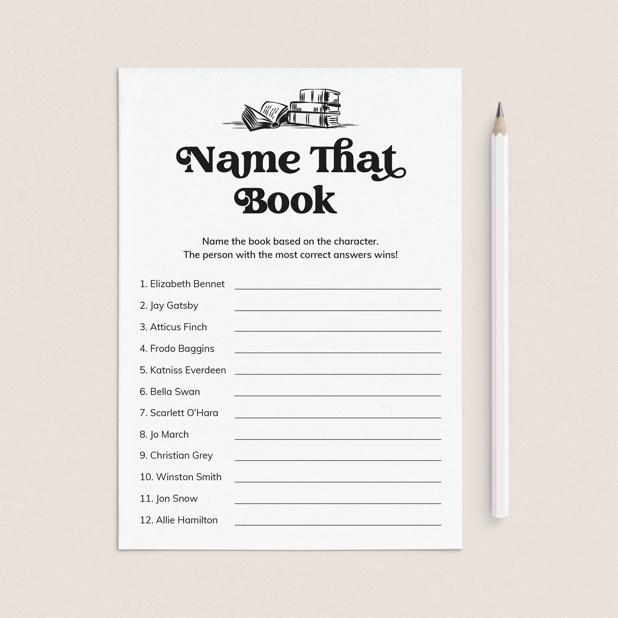 Fun Book Club Icebreaker Game Name That Book Printable by LittleSizzle