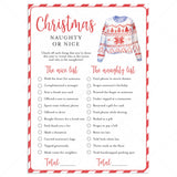 Funny Ugly Sweater Party Game Naughty or Nice Printable by LittleSizzle
