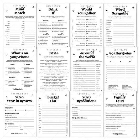 Minimalist New Year's Party Games Bundle Printable by LittleSizzle