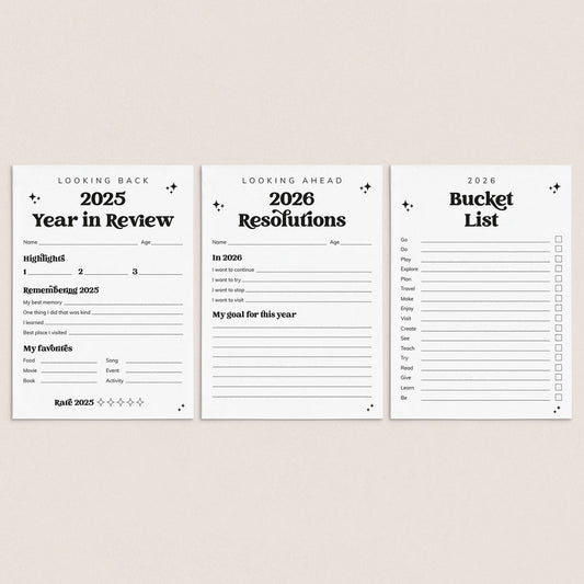 2026 New Year Resolution and Reflection Cards Printable by LittleSizzle