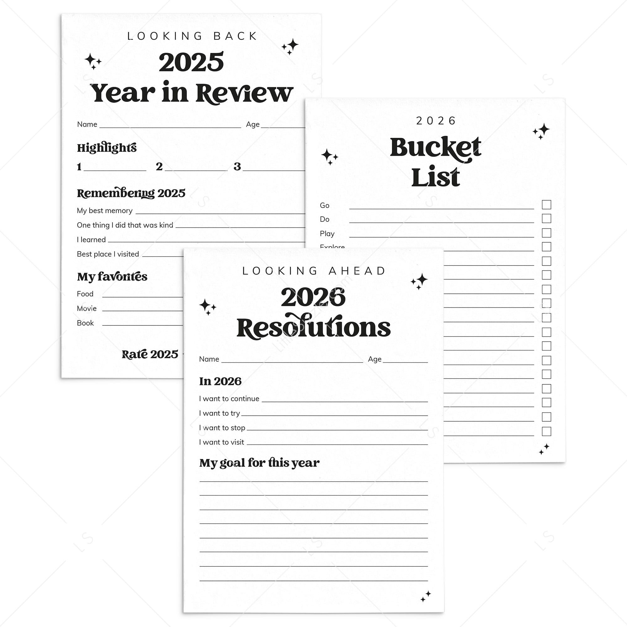 2026 New Year Resolution and Reflection Cards Printable by LittleSizzle