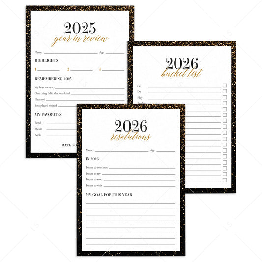2025/2026 New Years Reflections and Resolutions Cards Printable by LittleSizzle