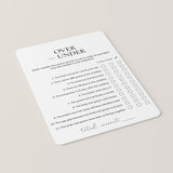 Printable Engagement Party Game Over or Under