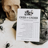 Black Floral Wedding Shower Game Over or Under Printable