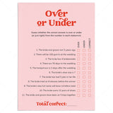 Over or Under Bridal Shower Game Printable Pink and Red by LittleSizzle