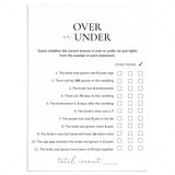 Printable Engagement Party Game Over or Under by LittleSizzle