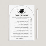 Halloween Wedding Shower Game Over or Under by LittleSizzle