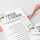 Over or Under Wedding Shower Game Printable