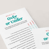 Medical Over or Under Game with Answer Key Printable