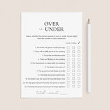 Printable Engagement Party Game Over or Under by LittleSizzle