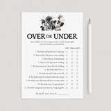 Black Floral Wedding Shower Game Over or Under Printable by LittleSizzle
