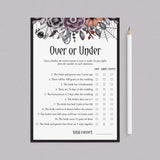Floral Halloween Bridal Shower Game Over or Under Printable by LittleSizzle